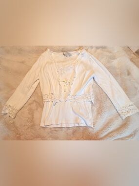 Nine West White Lace Twinset Cardigan Tank Top Set Size Medium Y2K Coquette